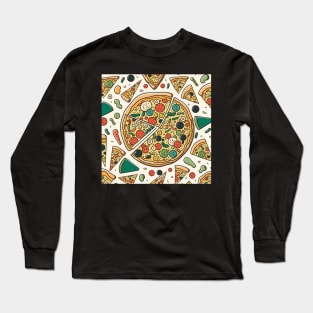 Pizza Pattern Line Drawing Colorful, Awesome Birthday Gift ideas for Pizza Lovers Long Sleeve T-Shirt